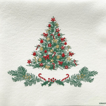 Paviot napkin Sapin white, with Motiv christmas tree, detail